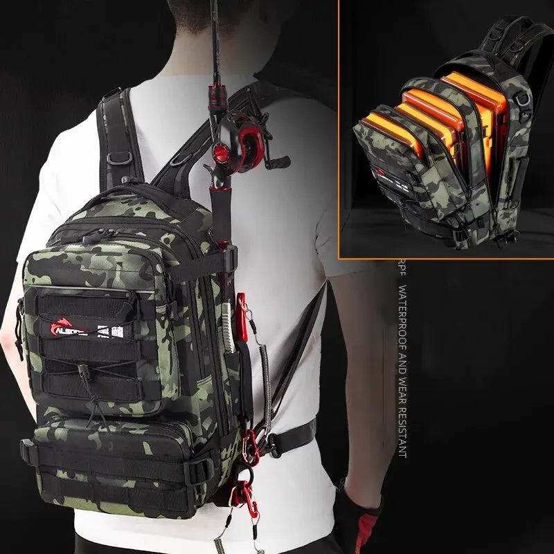 Kompakter Unisex Angelrucksack mit verstellbaren Trägern, perfekt für Fischer & Camper.
