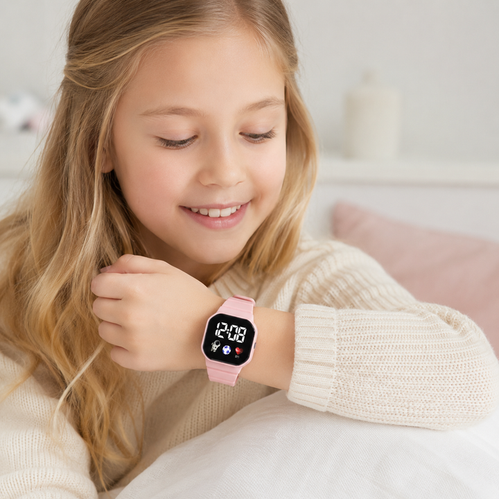 Aktive Kinderuhr: Digitale Silikonuhr mit langlebiger LED-Anzeige und kindgerechtem Design.