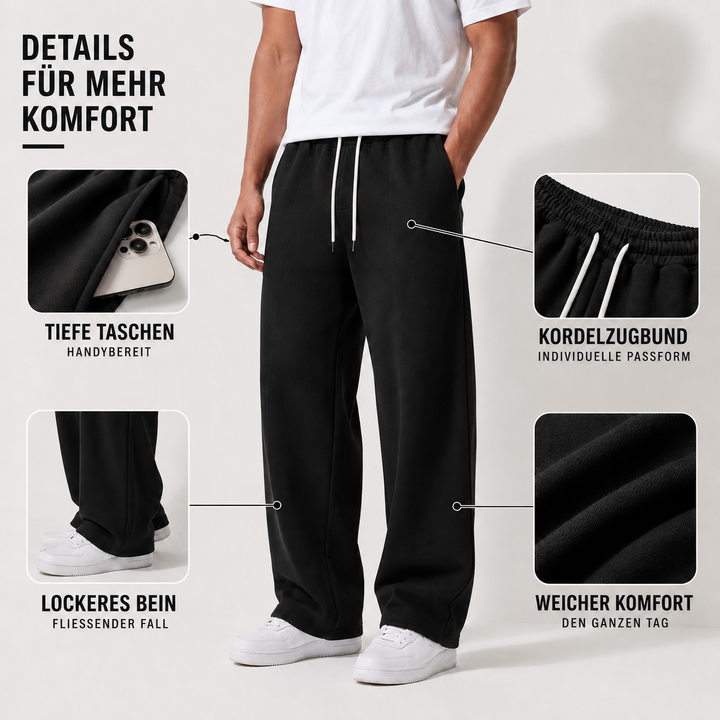 Bequeme schwarze Jogginghose für Herren, ideal für Freizeit.
