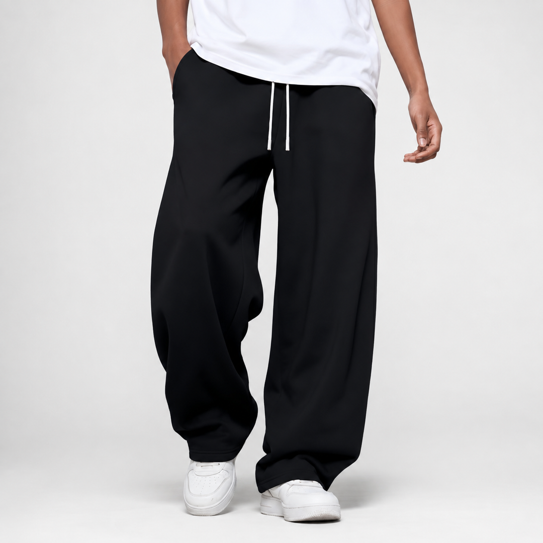 Lässige schwarze Herren Freizeithose, komfortabel für Training.