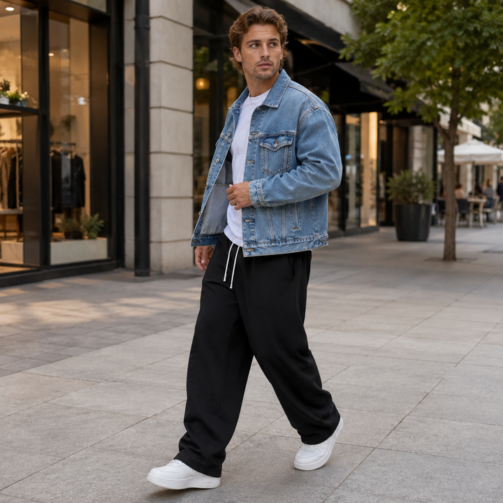 Herren Trainingshose, grau, bequem, locker, für Sport & Freizeit.