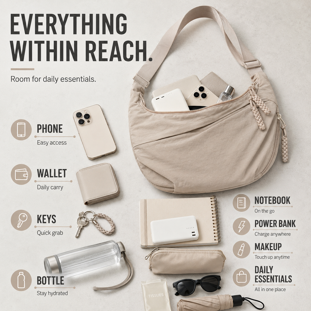 Große Damentasche: Lässige Schultertasche aus Nylon, geräumig für Alltag und Freizeit.