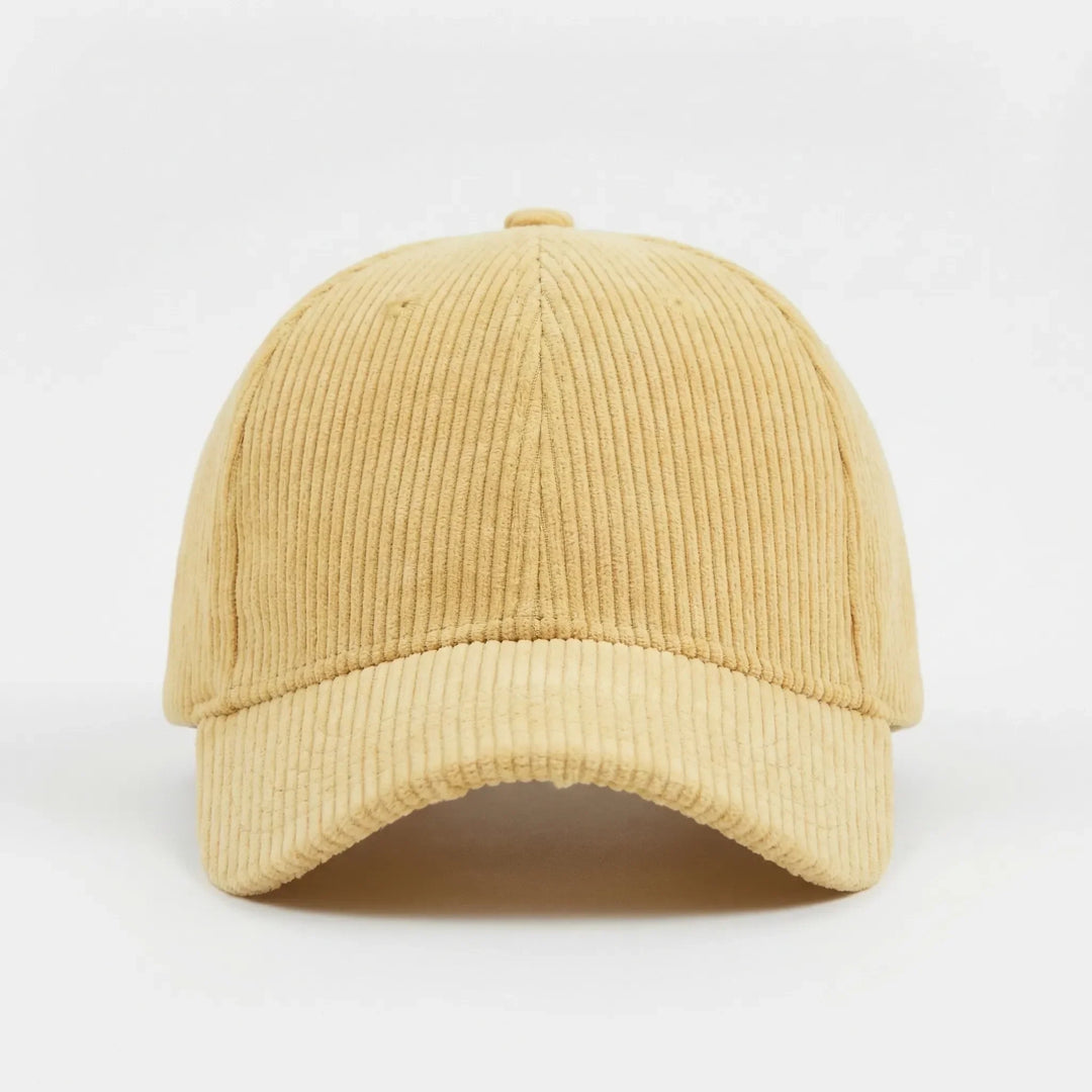 Freizeit-Kappe Unisex: Kord-Textur, gebogener Schirm. Verstellbare Polyester-Baseballcap für alle Anlässe.
