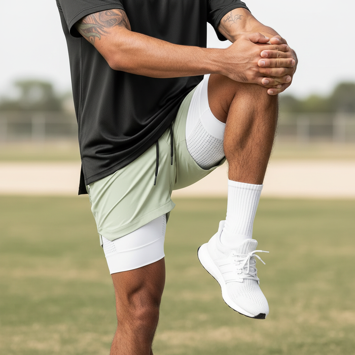 Herren Dynaflex Doppellagige Trainingsshorts, Schwarz, für maximale Bewegungsfreiheit beim Workout & Sport.