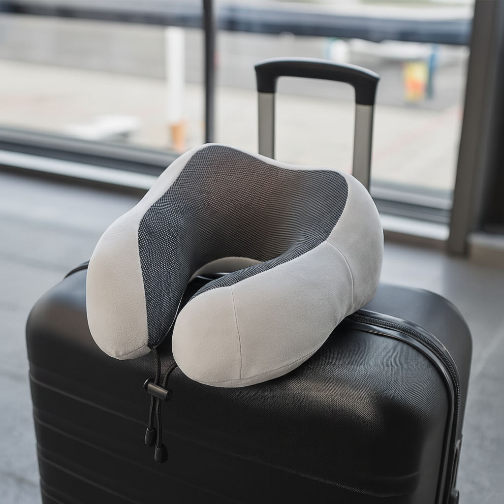 Ergonomisches Reisekissen für Nackenkomfort unterwegs, mit Memory Foam. Ideal für Damen & Herren.