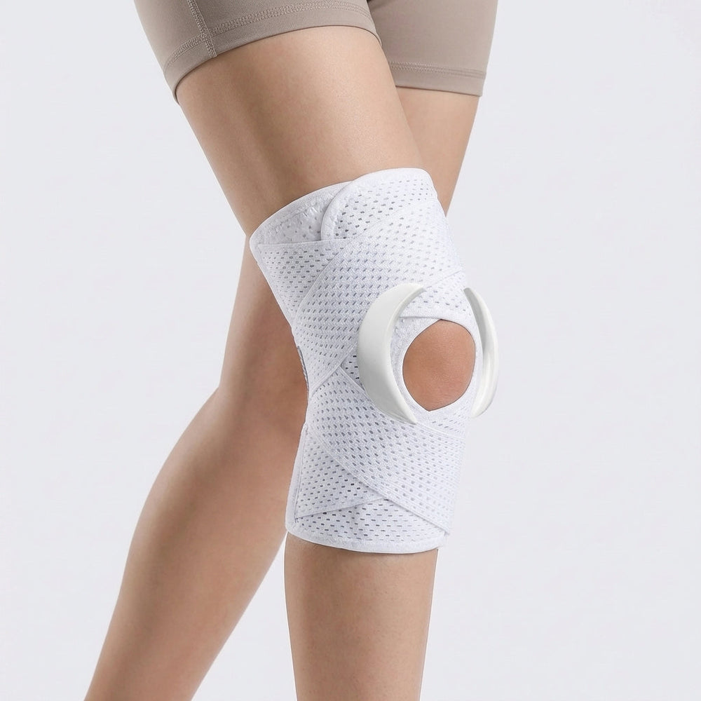 Atmungsaktive, flexible Kompressions-Kniebandage. Ideal für Sport, bietet Komfort und Knieschutz.