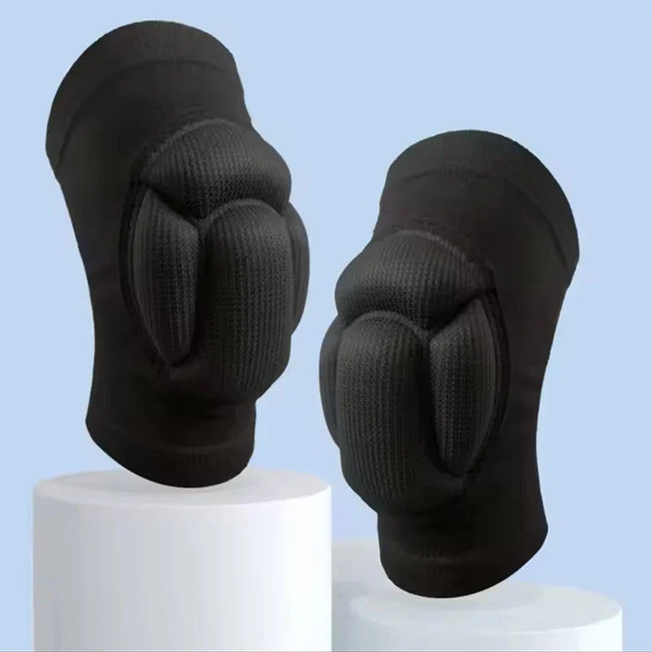 Rutschfeste, schwarze Slip-on Kniebandage unisex mit Polsterung, bietet effektiven Knieschutz und Gelenkstütze für Sport.