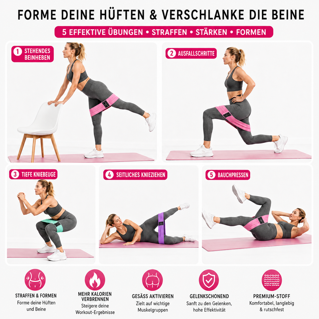 Detailaufnahme: Rutschfestes Stoff-Widerstandsband, ideal für Beintraining.