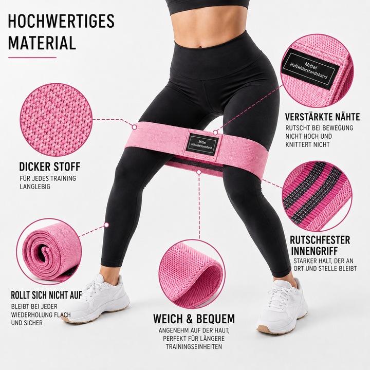 Elastisches Stoffband für intensives Krafttraining, Beintraining und Fitness.