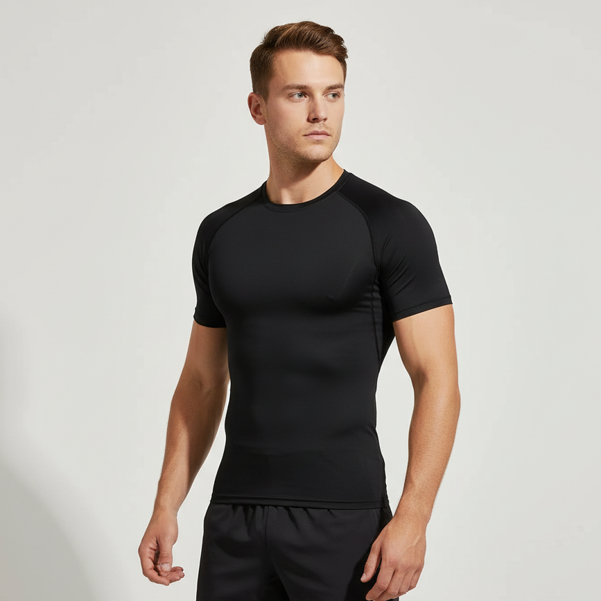 Eng anliegendes Herren Kompressionsshirt, ideal für Sport, Fitness & Laufen. Optimale Muskelunterstützung.