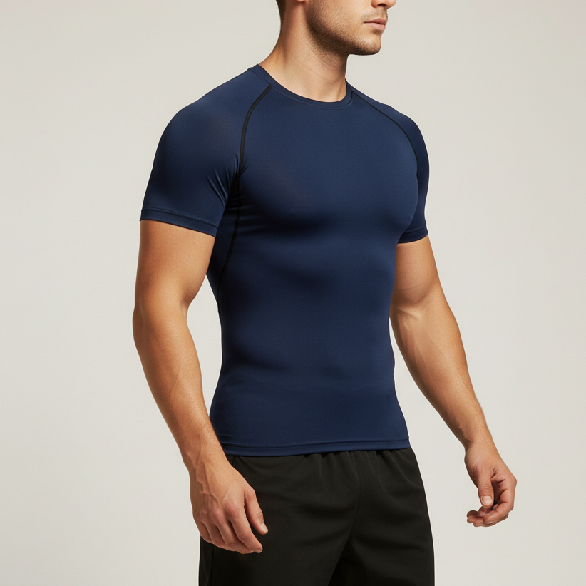Eng geschnittenes Herren Kompressionsshirt, feuchtigkeitsregulierend, für hohe Trainingsintensität.