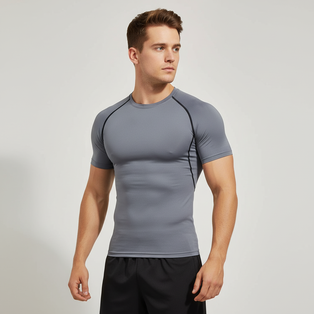 Komfortables Herren Kurzarm Kompressionsshirt, schnelltrocknend, für Sportler & aktive Männer.