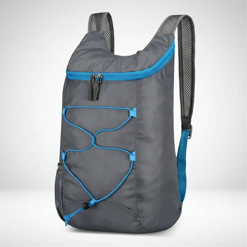 Robuster, faltbarer Rucksack, wasserdicht und ideal für Abenteuerreisen. Kompakt verstaubar.