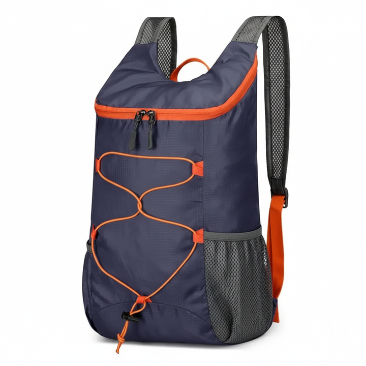 Minimalistischer Faltrucksack, wasserdicht und leicht. Ideal für den Weg zur Arbeit oder Kurzurlaube.