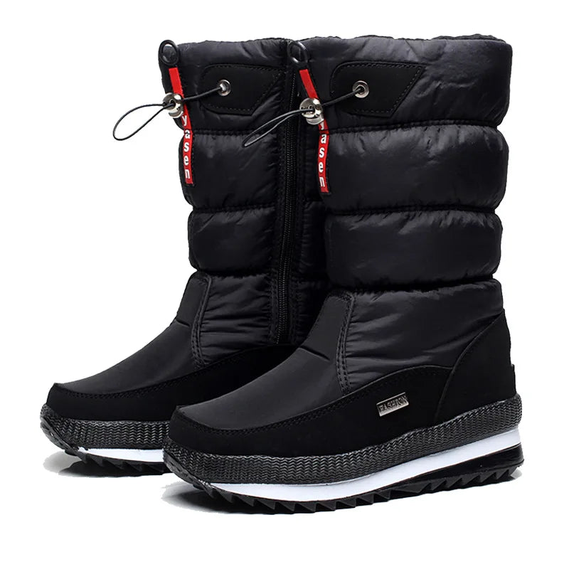 Klassischer Frozelle Herren Waden-Thermostiefel in Schwarz, hoch geschnitten für optimalen Schutz und Wärme.