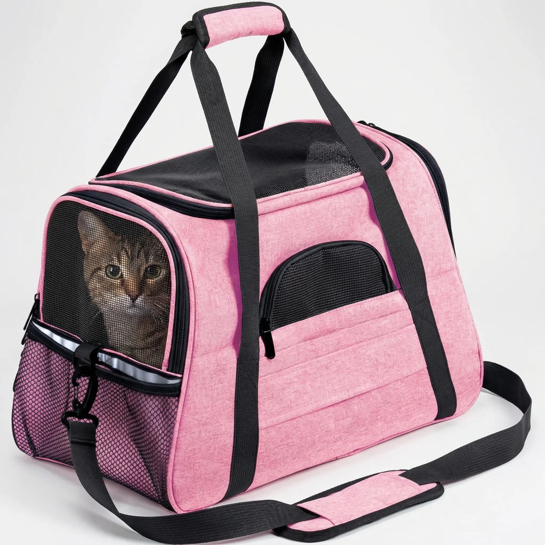 Kuschelige Transportbox für Katzen & Welpen, flugtauglich, perfekte Reisetasche für Tierbedarf.