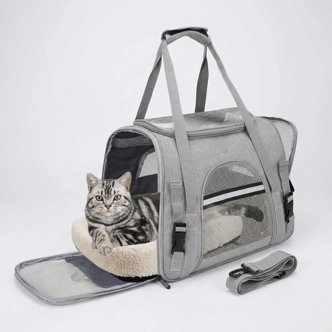 Premium Weiche Haustiertransportbox, flugtauglich, ideal für den Transport von Katze & Hund.