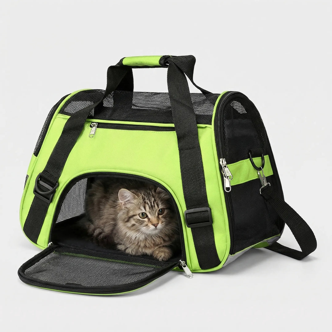 Geräumiger Innenraum der komfortablen Haustiertasche, perfekt für Katzen und kleine Hunde auf Reisen.
