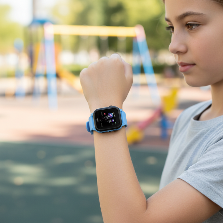 Kinder GPS Smartwatch mit Videoanruf, SOS-Funktion & robustem Silikonarmband für Jungen & Mädchen.