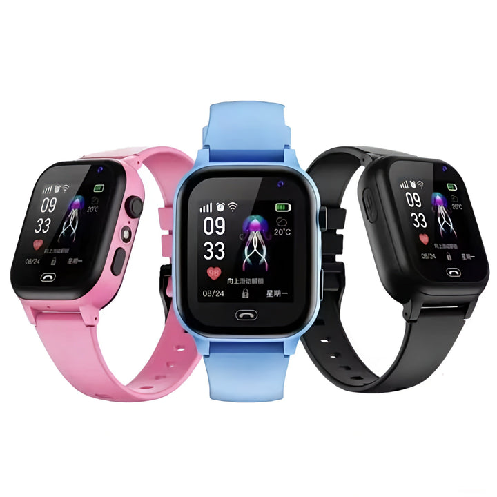 Stabile Kinder GPS Smartwatch mit Videoanruf, SOS-Funktion & spritzwassergeschützt.