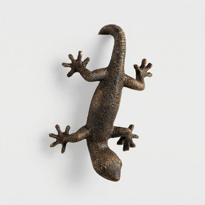 Lebensechte Gecko Wanddeko schwarzbraun, perfekt für Terrasse, Zaun oder Mauer; dekorative Gartenfigur.