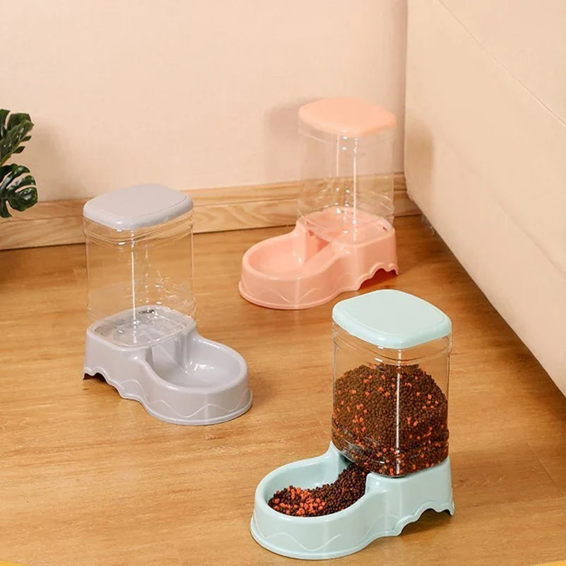 Set: Automatischer Futterspender & Wasserspender 3,8L für Haustiere. Langzeitversorgung für Hunde & Katzen.