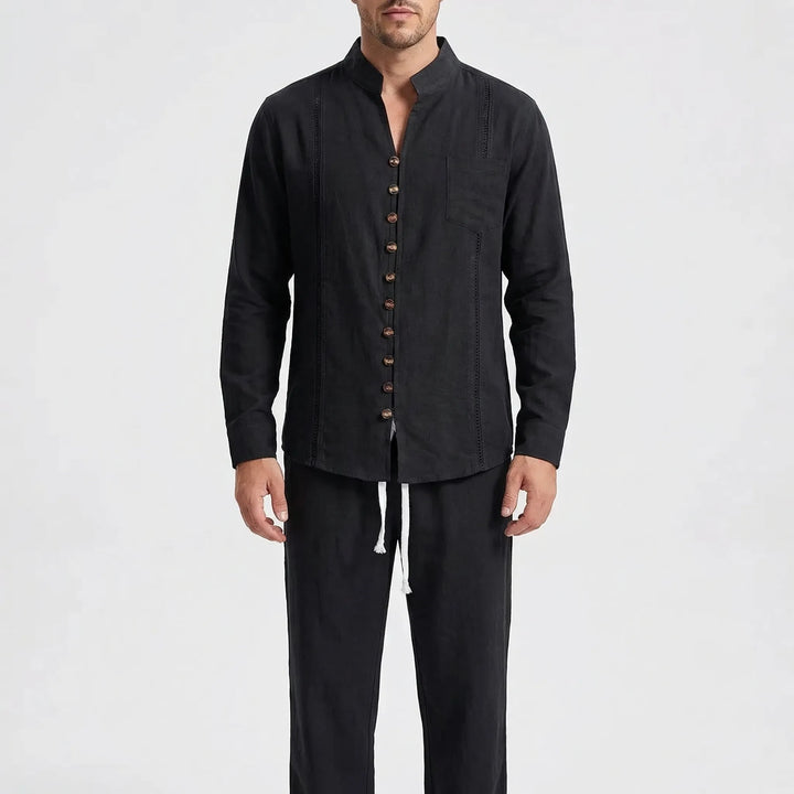 Bequeme Herren Freizeithose, locker geschnitten, passend zum Kubanischen Kragen Hemd; Sommer-Urlaubskleidung.