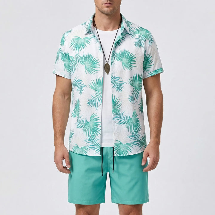 Trendiges Herren Sommer-Set: Kurzarmhemd & Shorts mit exklusivem Havano Grafikprint.
