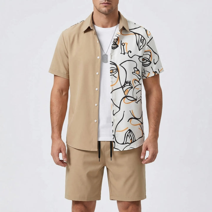 Herren Havano Kurzarmhemd mit markantem Grafikprint. Perfekt kombinierbar mit Shorts.