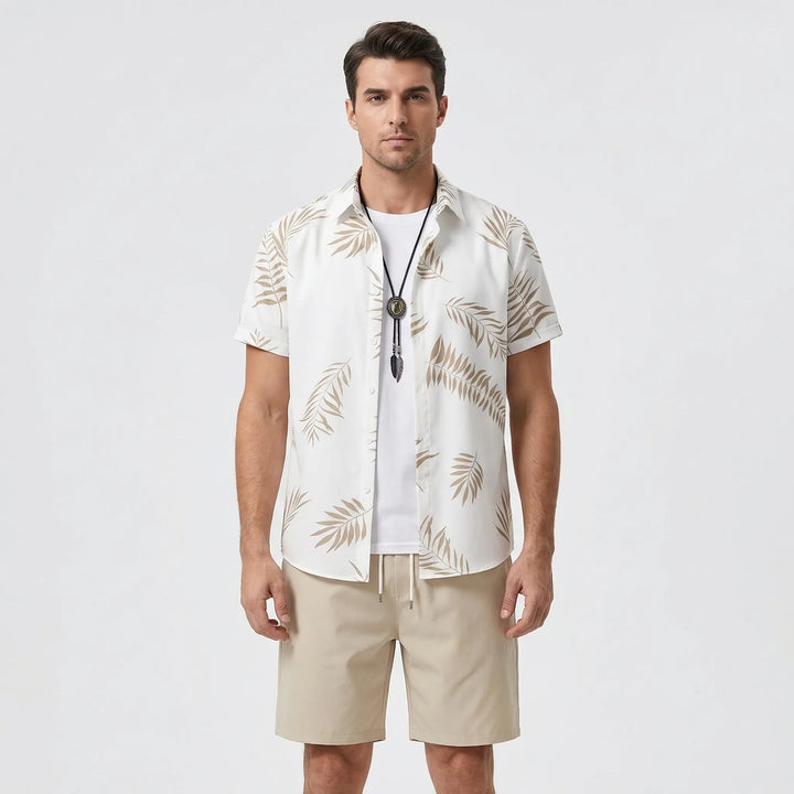 Zweiteiliges Herren Havano Set für den Sommer. Kurzarmhemd und Shorts mit entspanntem Schnitt.