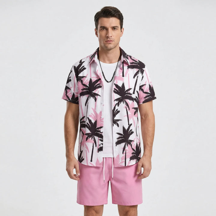 Grafikprint Havano Kurzarmhemd für Herren. Teil des Sommer-Sets mit passenden Shorts.