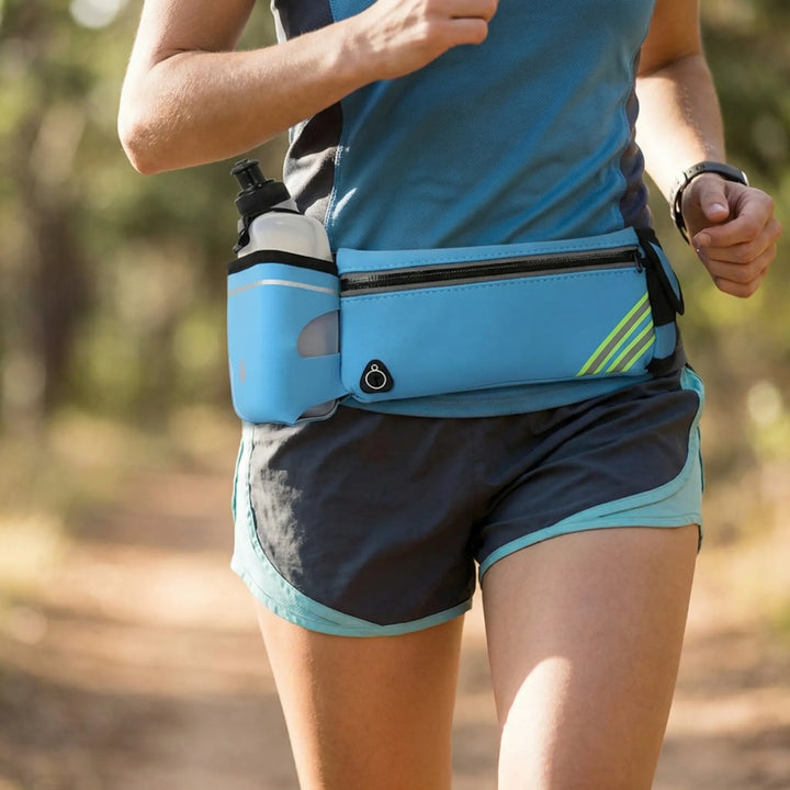 Unisex wasserfester Lauf-Hüftgurt mit Tasche, Handy- & Flaschenhalter, ideal für Jogging & Outdoor.