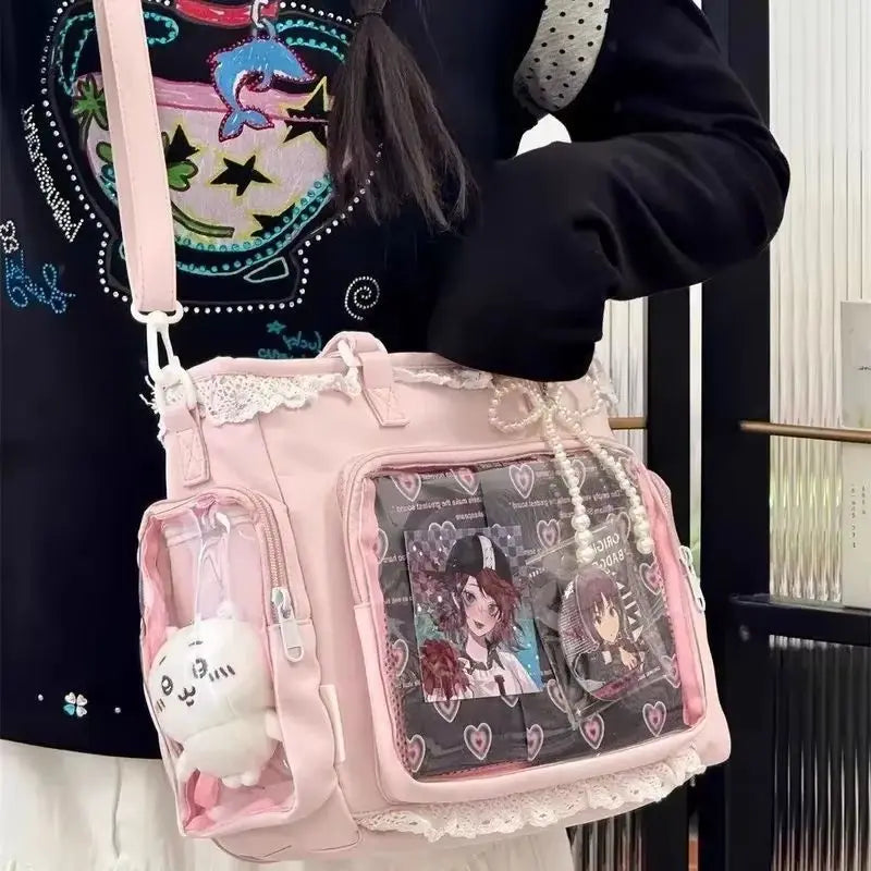 Trendige transparente Itabag für Damen, japanische Display-Umhängetasche für Anime-Accessoires.