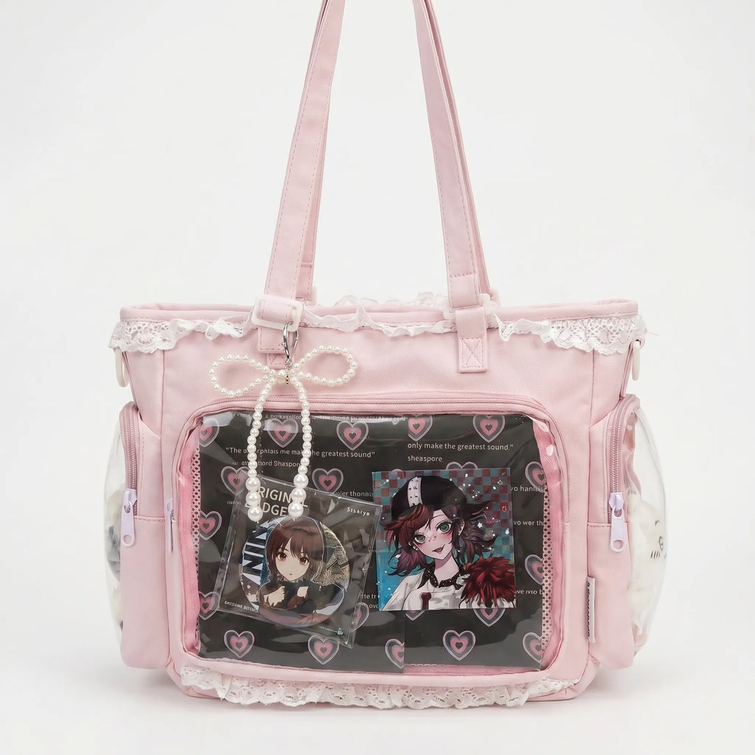 Vielseitige transparente Umhängetasche für Anime-Merchandise, Damen Display Itabag.