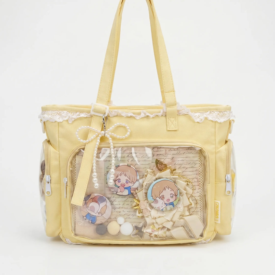 Anime-Pin-Displaytasche für Sammler, transparente Umhängetasche für Kawaii-Accessoires.