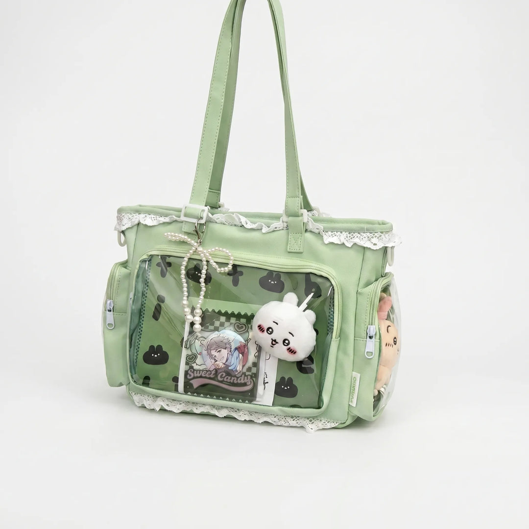 Stilvolle transparente Damen Itabag für Anime-Manga-Sammlung, japanische Display-Umhängetasche.