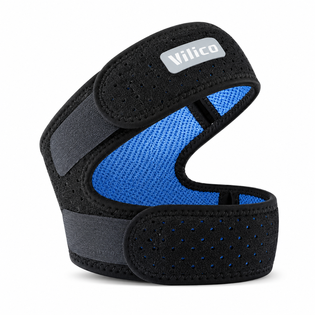 Nahaufnahme des Klettverschlusses am verstellbaren Patellaband, für sicheren Halt & individuelle Passform.