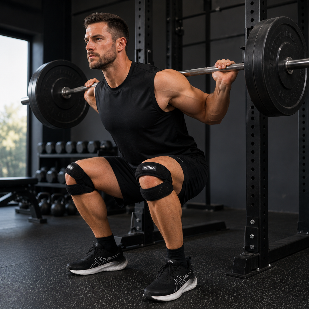 Leichtes Patellastützband, unisex, verstellbar, ideal als Knieschutz und Kniebandage für unterwegs.