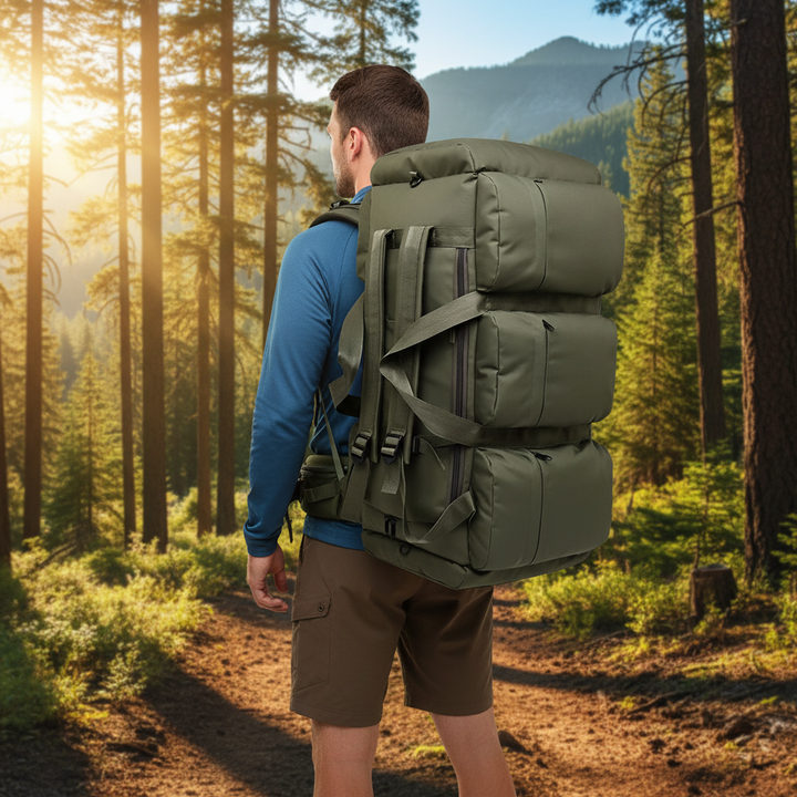Geräumige 100L Outdoor Reisetasche mit offenem Hauptfach. Unisex Sporttasche, robustes Gepäck für Reise & Camping.