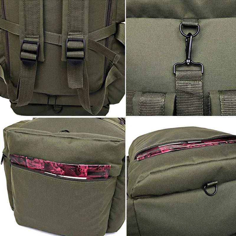 100L Outdoor Reisetasche im Einsatz beim Camping. Strapazierfähiges Unisex Gepäck für Wandern & Expedition.