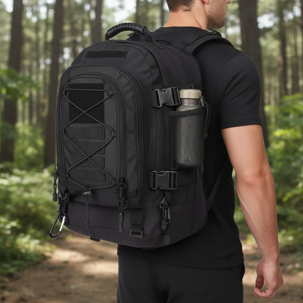 Groß, robust & vielseitig: Unisex Taktischer Rucksack aus Nylon mit Molle System für Outdoor, Wandern & Camping.