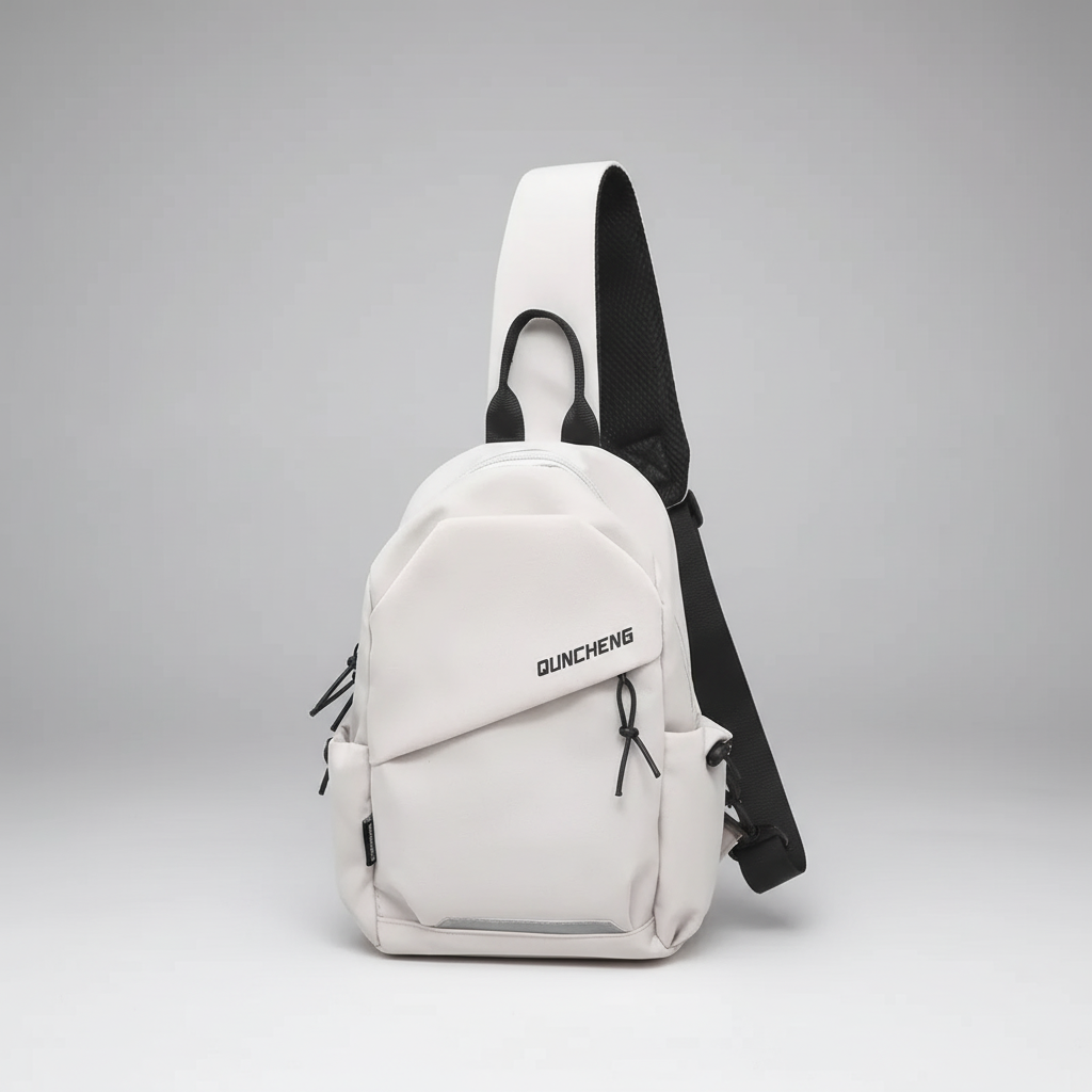Unisex Umhängetasche Waylen als Brustbeutel getragen, ideal für Reisen & Städtetrips, sicher & nah.