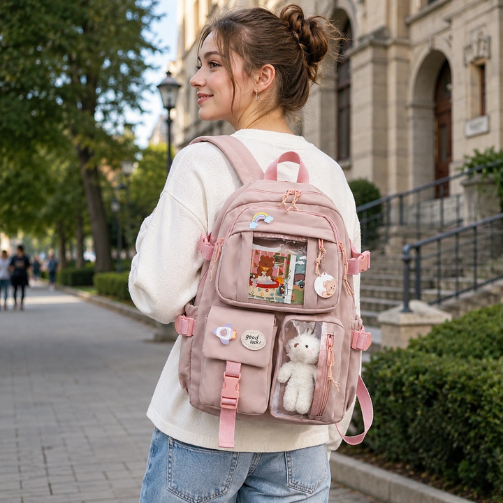 Organisieren leicht gemacht: Preppy Laptoprucksack mit intelligenten Fächern für Schüler & Studenten.