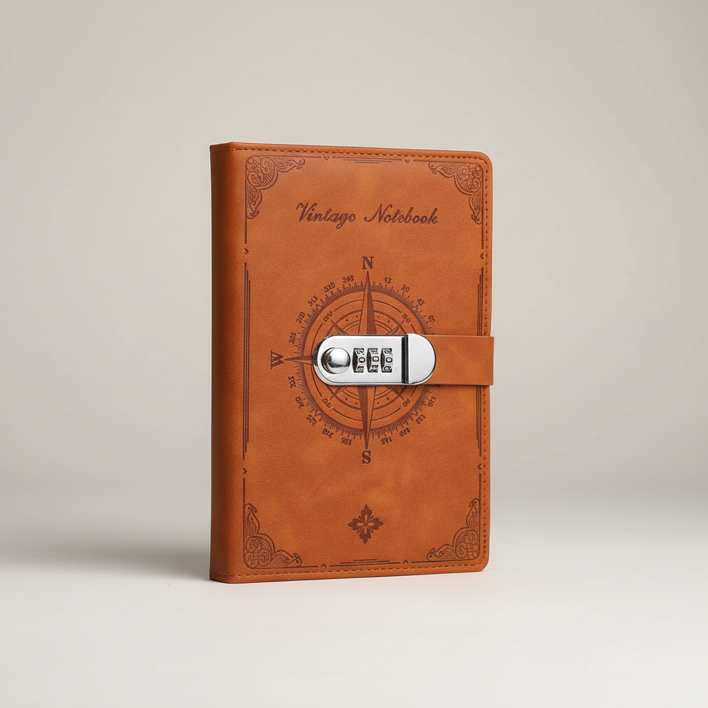 Robustes A5 Hardcover Tagebuch liniert, mit Zahlenschloss zum Schutz persönlicher Einträge.