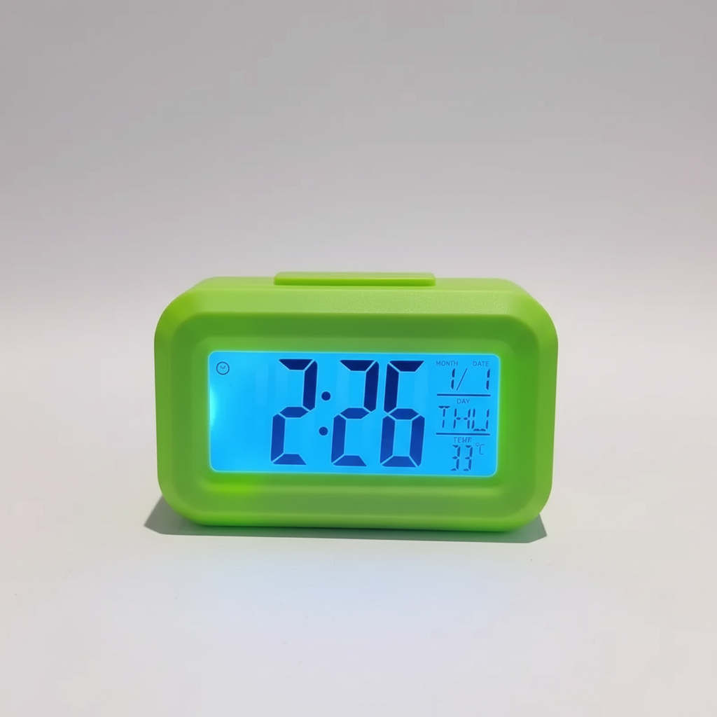 Digitaluhr mit LED-Anzeige für Zuhause. Integrierter Wecker, Temperaturanzeige & Datum. Perfekt als Nachttischuhr.