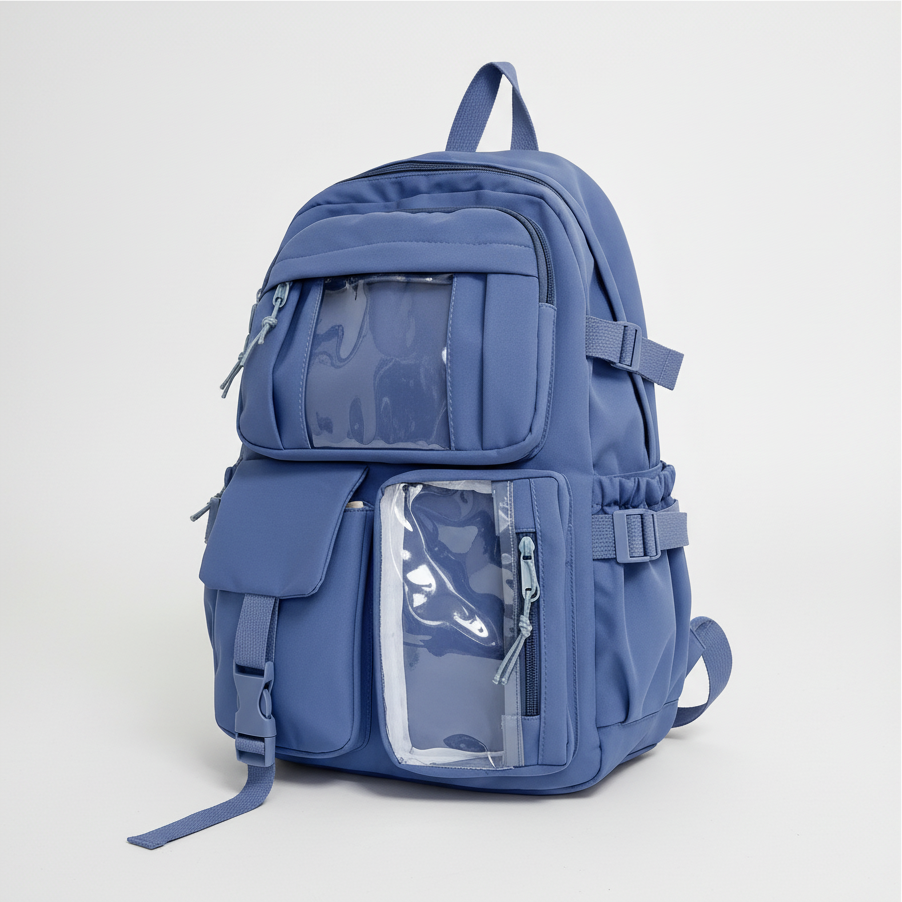 Bequemer Damen Schulrucksack. Geräumiger Rucksack mit Seitentaschen für Mädchen & Studentinnen.