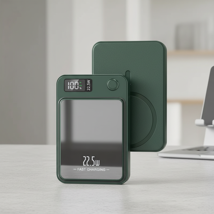 Magnetische kabellose Powerbank für Smartphones, tragbar und schnellladefähig mit starkem Akku.