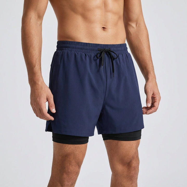 Herren Badeshorts blau, Doppellage, exzellente Passform für Schwimmen & Wassersport.