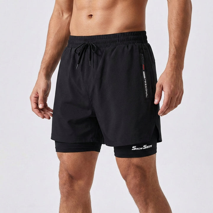 Schnelltrocknende Herren Badeshorts schwarz, komfortabel, strapazierfähig für Pool & Strand.