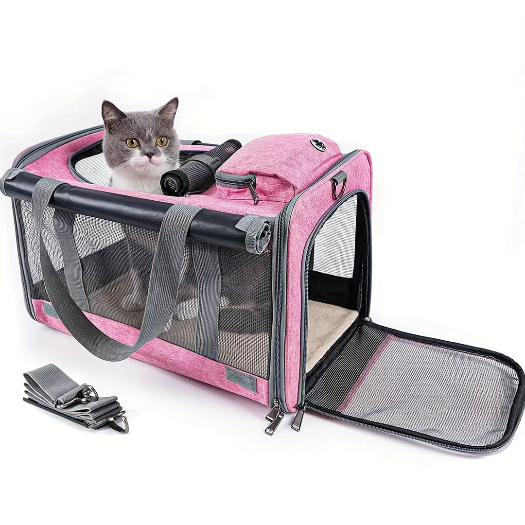 Komfortable & weiche Katzentransportbox, belüftet und sicher für den Transport.